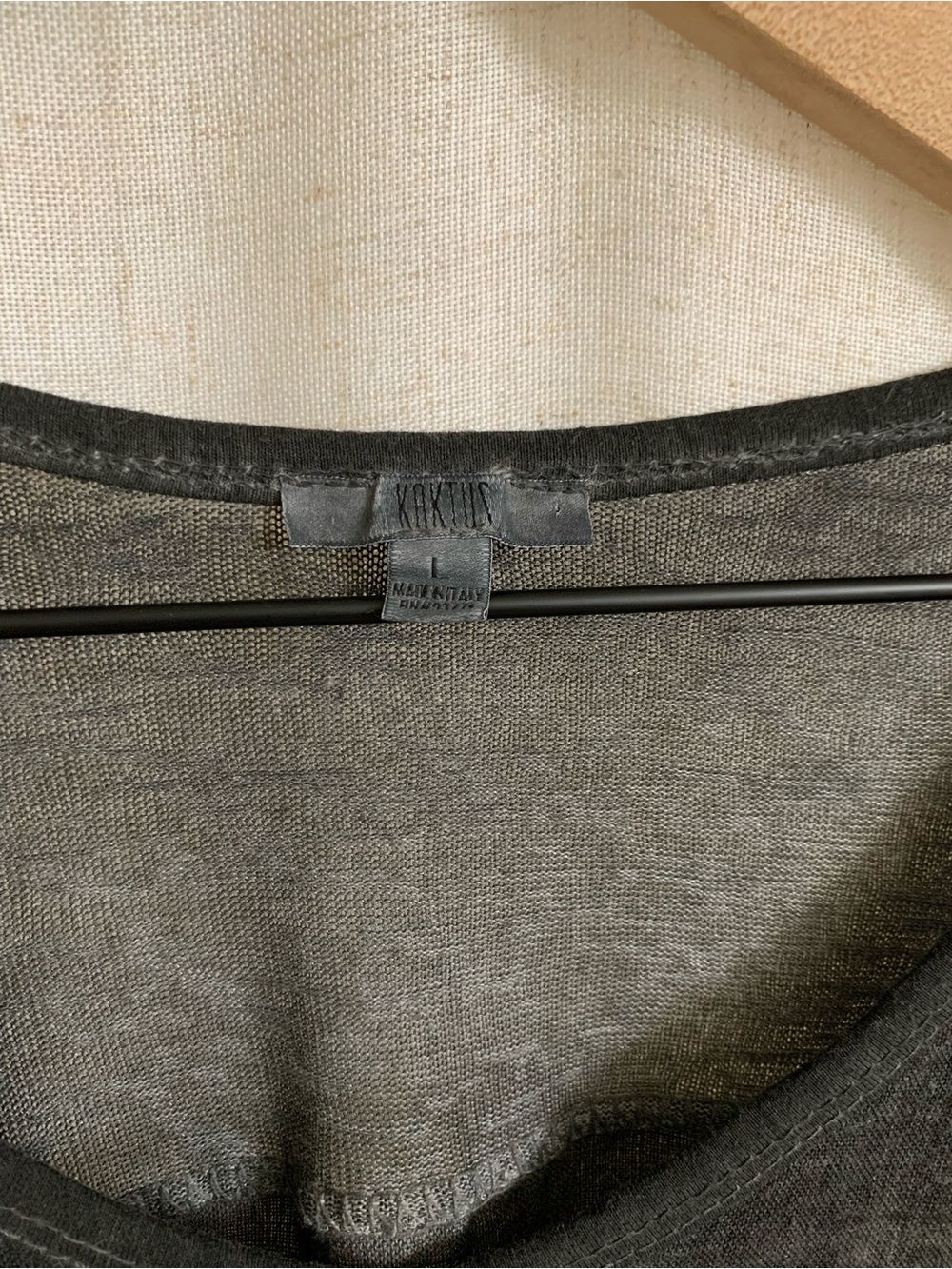 KAKTUS Italy 100% Linen Panel Washed Black V-Neck Top Lagenlook Large Roll Up - Picture 3 of 10